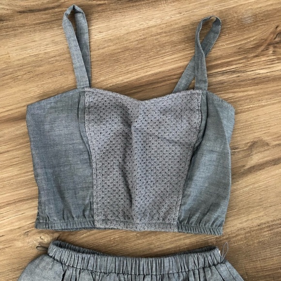 Xhilaration chambray 2 piece skirt set size small - Picture 3 of 9